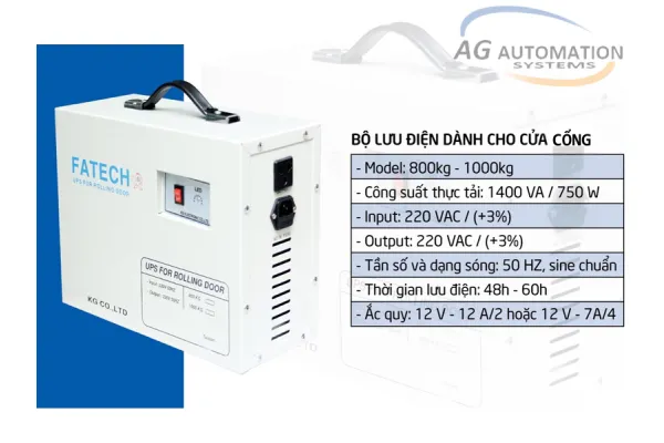 Bình lưu điện cửa cổng 800kg 1000kg Fatech